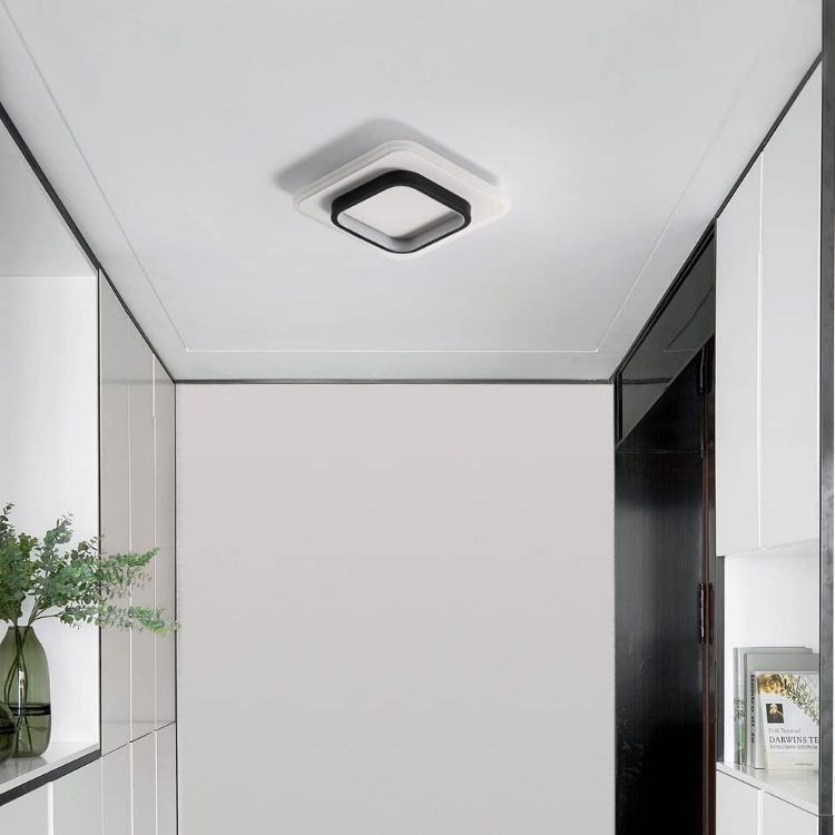 Picture of Chic 22W LED Ceiling Light, 9.5” Square Fixture, Dimmable Glow for Bedroom, Kitchen, Office & More (Black & White)