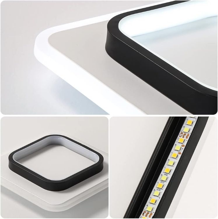 Picture of Chic 22W LED Ceiling Light, 9.5” Square Fixture, Dimmable Glow for Bedroom, Kitchen, Office & More (Black & White)