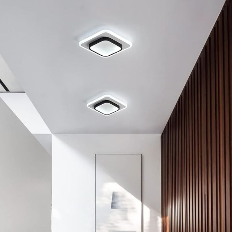 Picture of Chic 22W LED Ceiling Light, 9.5” Square Fixture, Dimmable Glow for Bedroom, Kitchen, Office & More (Black & White)