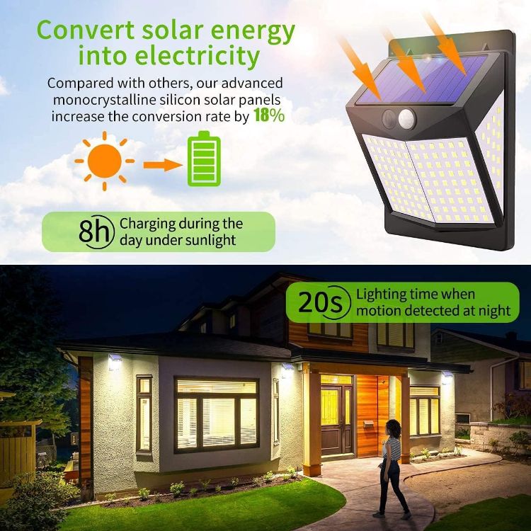 Picture of 140 LED Motion Sensor Solar Light – IP65 Waterproof, Security Wall Light, 3 Modes, Energy Saving