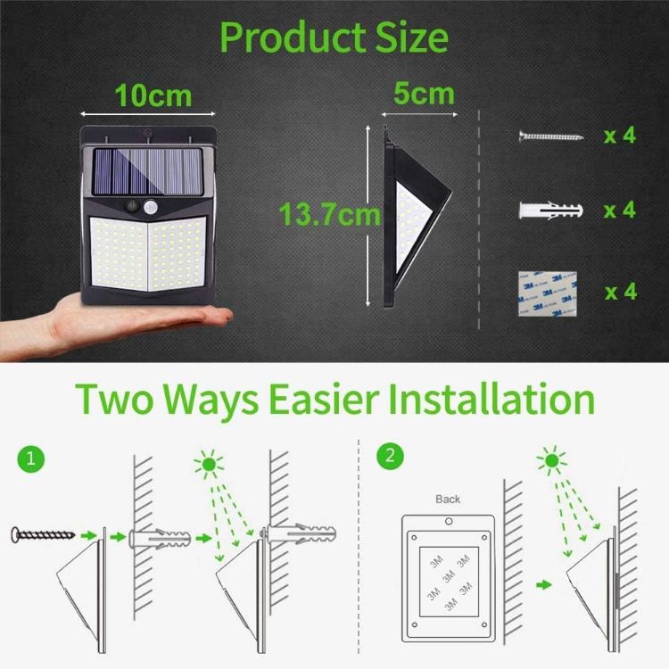 Picture of 140 LED Motion Sensor Solar Light – IP65 Waterproof, Security Wall Light, 3 Modes, Energy Saving