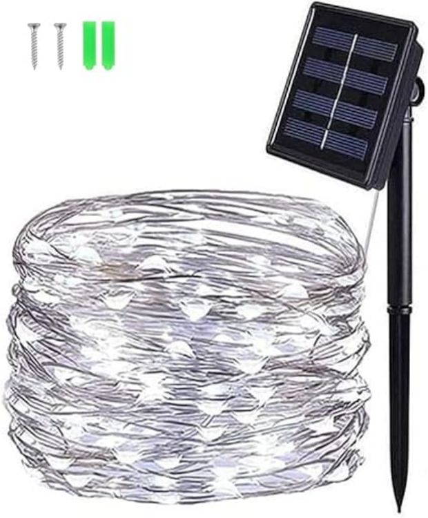 Picture of 50 LED Solar Fairy Light – IP65 Waterproof, 8 Lighting Modes, Cool White, 2 Pack