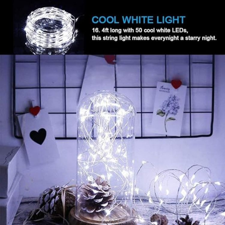 Picture of 50 LED Solar Fairy Light – IP65 Waterproof, 8 Lighting Modes, Cool White, 2 Pack