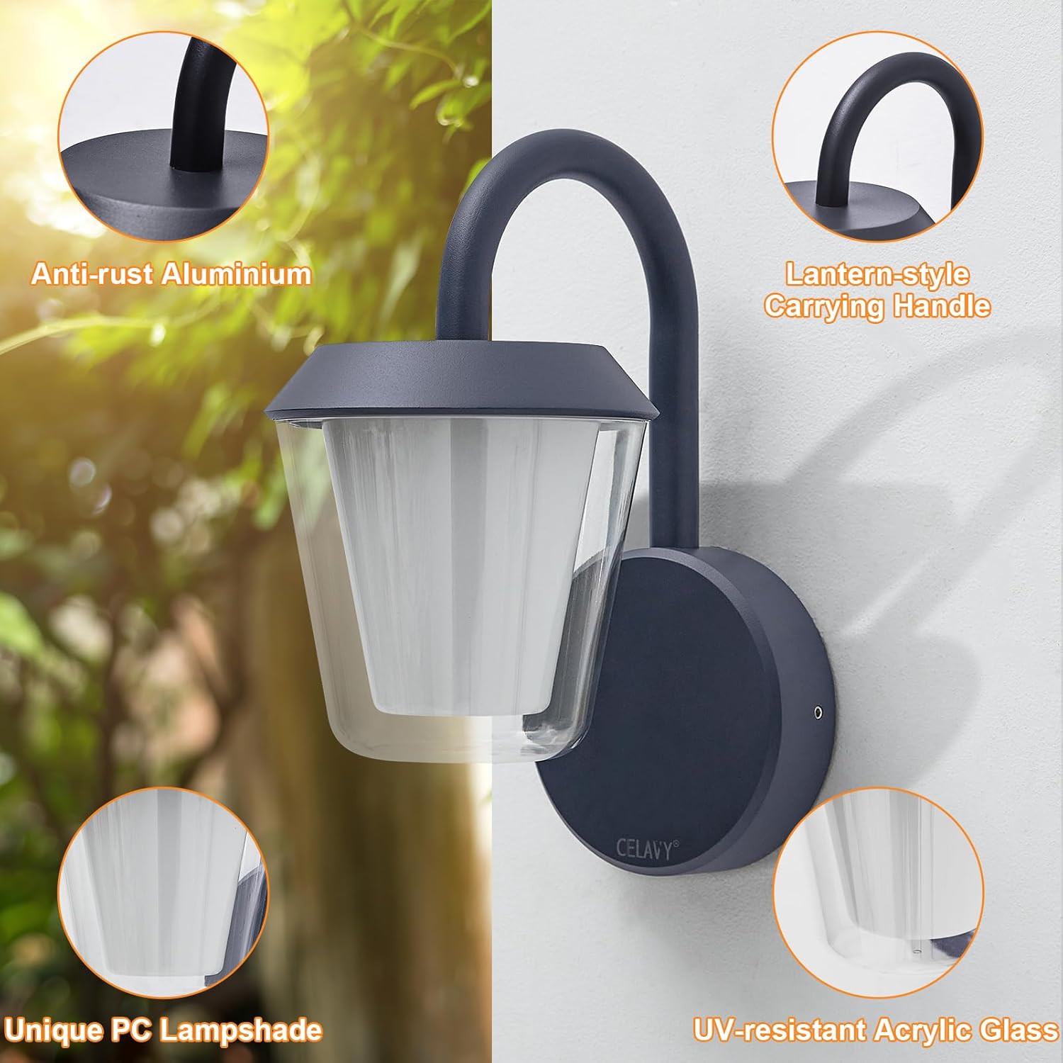 IP65 Waterproof Outdoor Wall Light - Anthracite Grey Downlight for ...