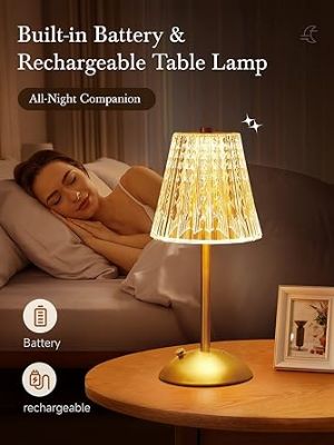 Wooden Rechargeable Table Lamp – Motion Sensor & Dimmer Switch, 4000K Warm White, Magnetic Base, USB-C Battery Operated – 3-in-1 Desk/Wall/Flashlight