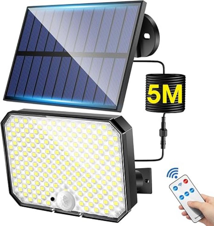 Picture of 190 LED Solar Wall Light – IP65 Waterproof, 3 Modes, Remote Control, Motion Sensor