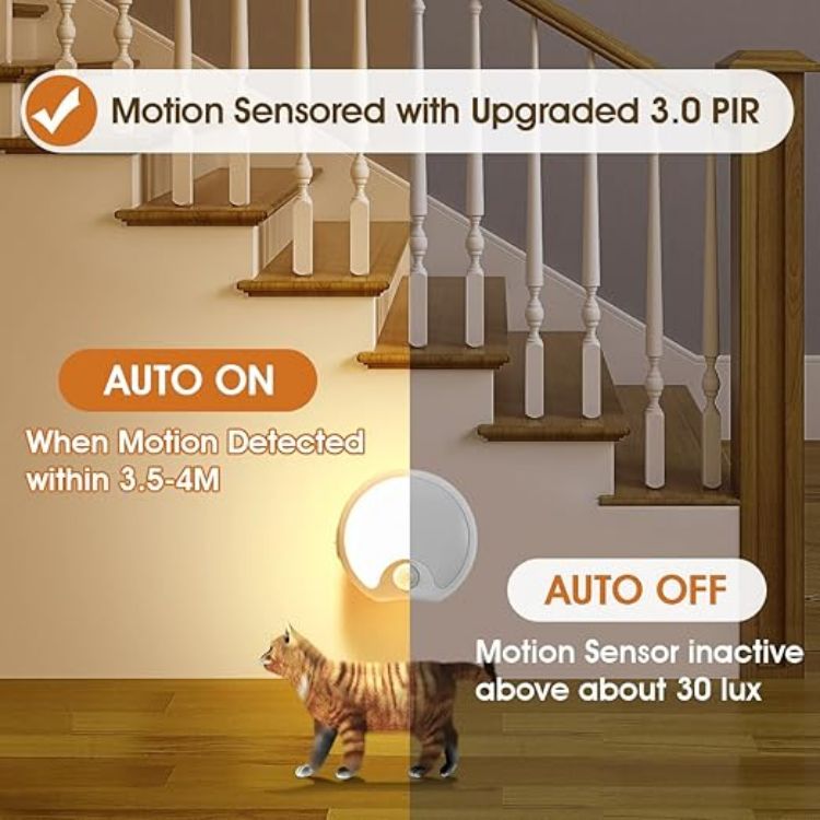 Picture of LED Indoor Night Light – PIR Motion Sensor, Rechargeable, Long Lasting, 3 Lighting Modes, 3 Pack