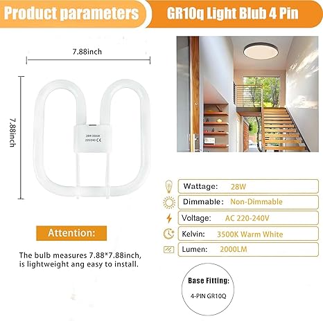 28W GR10q Compact Fluorescent Lamp, 3500K Warm White CFL Light Bulb ...
