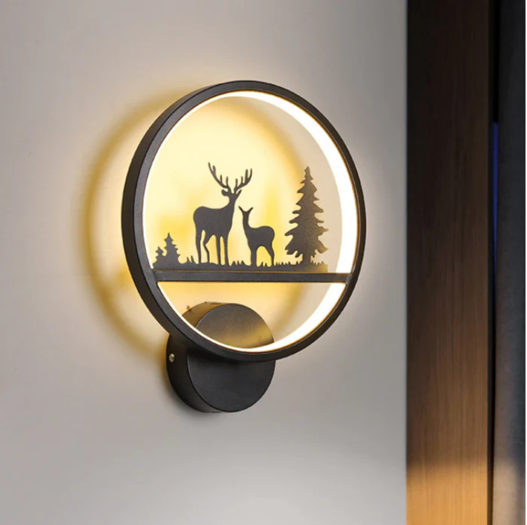 Picture of 12W LED Round Wall Light – Deer Style Decorative Lamp , 3 Colour Lighting, Indoor Wall Light