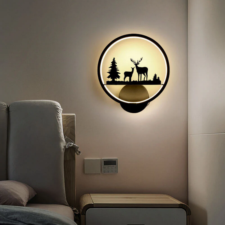 Picture of 12W LED Round Wall Light – Deer Style Decorative Lamp , 3 Colour Lighting, Indoor Wall Light