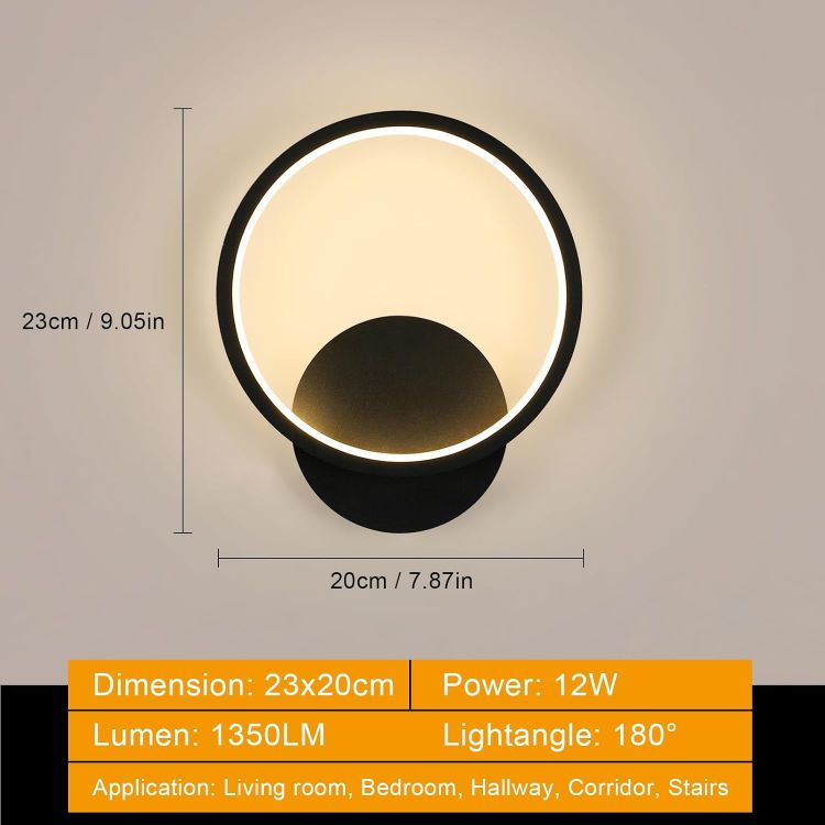 Picture of 12W LED Wall Lamp – Energy Efficient LED, Round Design, 3 Color Modes, Energy Efficient LED