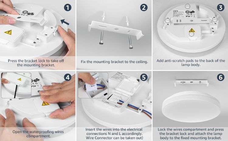 Picture of 24W LED Ceiling Light – Modern Flush Mount Light for Bathroom, Bedroom, Utility Room, Stairs & Hallways