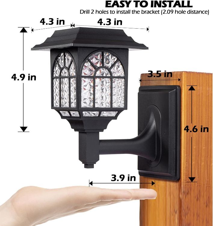 Picture of LED Fence Solar Wall Light - IP65 Waterproof, Rechargeable, Modern Style, Dusk-to-Dawn, 4 Pack