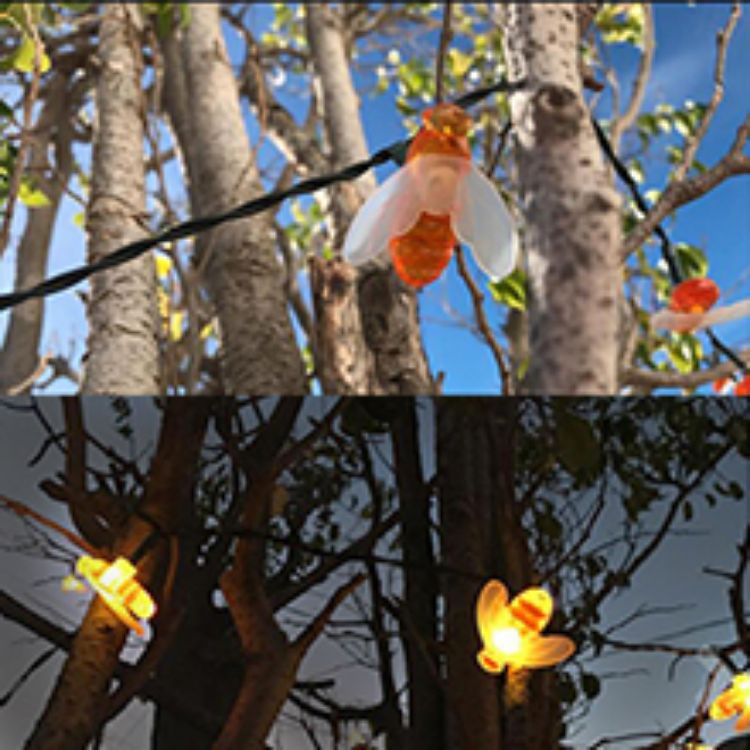 Picture of 50 LED Honey Bee Solar Fairy String Lights –  Warm White, Outdoor/Indoor  Usage, Waterproof,  Solar Lighting for Garden , Fence, Flower, Patio