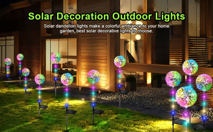 Picture of Outdoor Garden Stake Light - Solar Powered, IP65 Waterproof, Decorative dandelion Light, 4 Pack