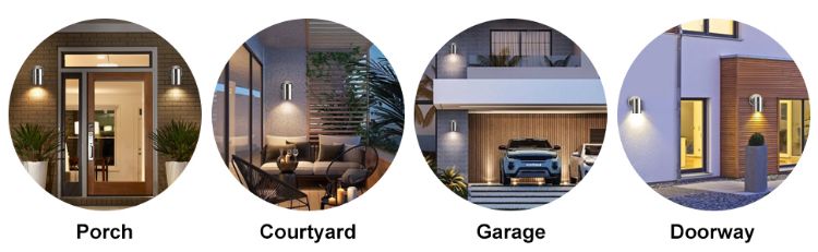 Modern outdoor wall lighting fixture for garage and pathways