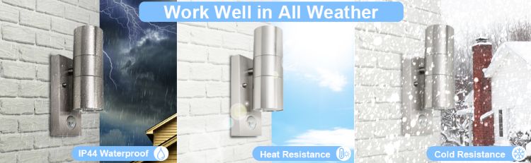 Picture of Stainless Steel Up Down Outdoor Wall Light with PIR Sensor, IP44 Waterproof Exterior Lamp for Garden & Patio, GU10 Bulb Fitting