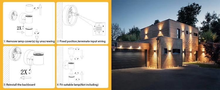 Picture of Black Stainless Steel Up Down Outdoor Wall Light – IP44 Waterproof Exterior Lamp with GU10 Bulb Fitting for Garden, Patio & Porch