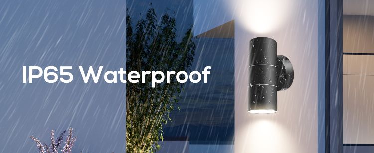 Picture of Black Stainless Steel Up Down Outdoor Wall Light – IP44 Waterproof Exterior Lamp with GU10 Bulb Fitting for Garden, Patio & Porch