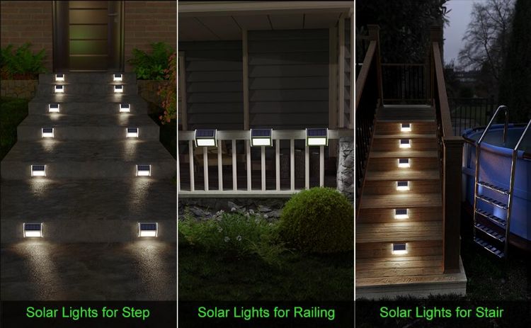 Picture of LED Fence Solar Wall Light – Stainless Steel, Wireless Garden Light, IP55 Waterproof, 6 Pack