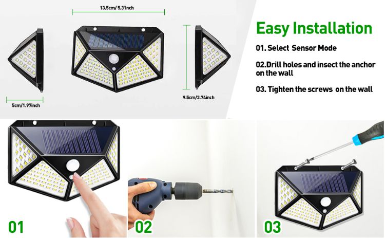 Solar LED Light with Wide 270° Illumination Angle
