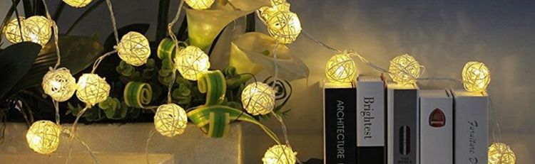 Picture of 3M LED Rattan Ball String Lights USB Powered – Warm White Bedroom Patio Party Lights Remote Control