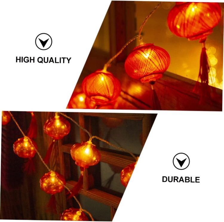 Picture of Traditional Chinese Red Lantern Lamp 3M Warm White Fairy String Lights – 20 LEDs – USB Powered with Remote & 8 Modes