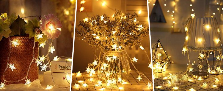 Picture of Star String Lights 3m 10ft 20 LED Warm White Plug-in Fairy Lights Indoor Outdoor Decoration Party Wedding Christmas