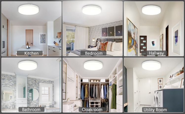 Flush mount LED ceiling lamp for kitchen and bedroom
