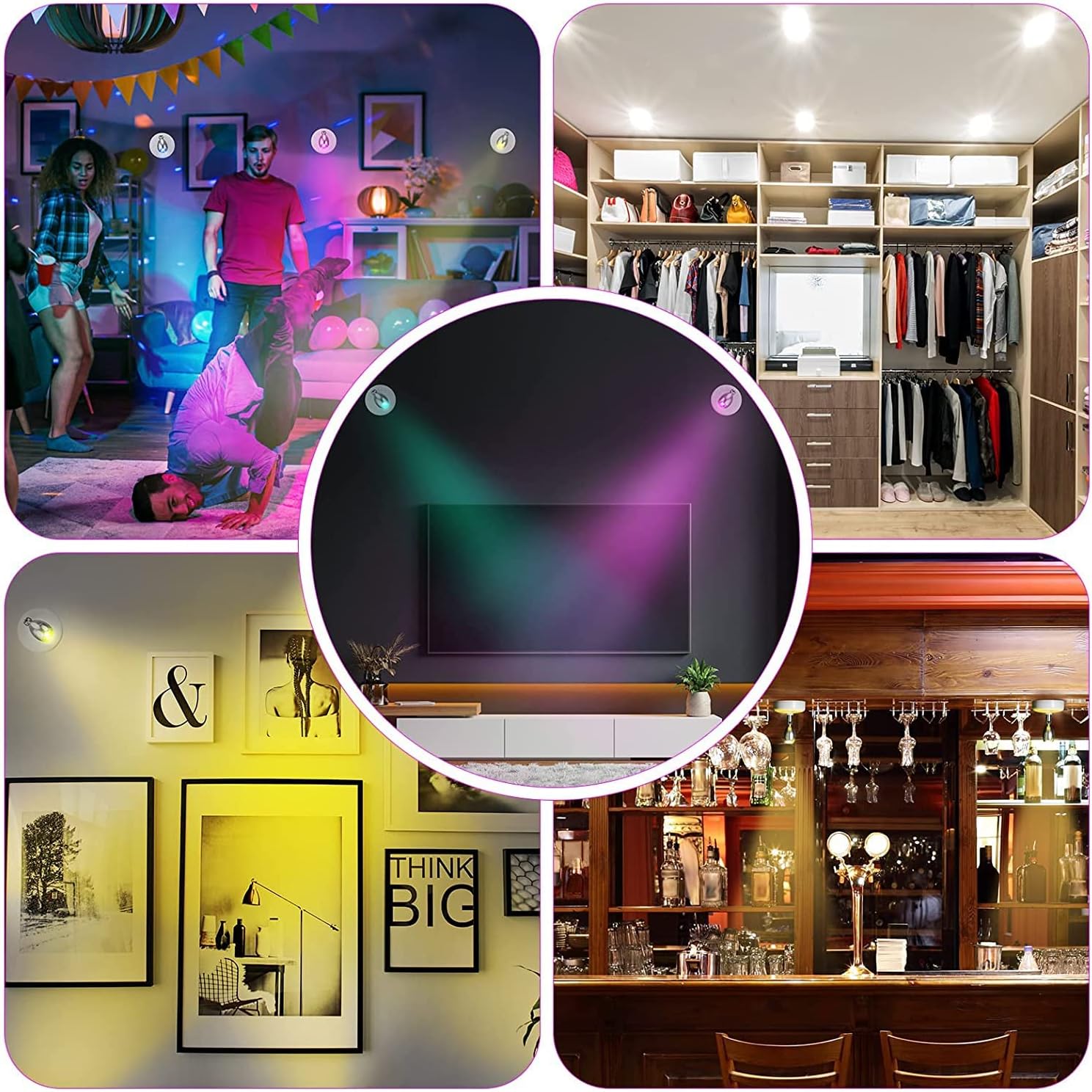 2 Pack Wireless LED Spotlights – Remote, RGB, Timer, Dimmable & Battery ...
