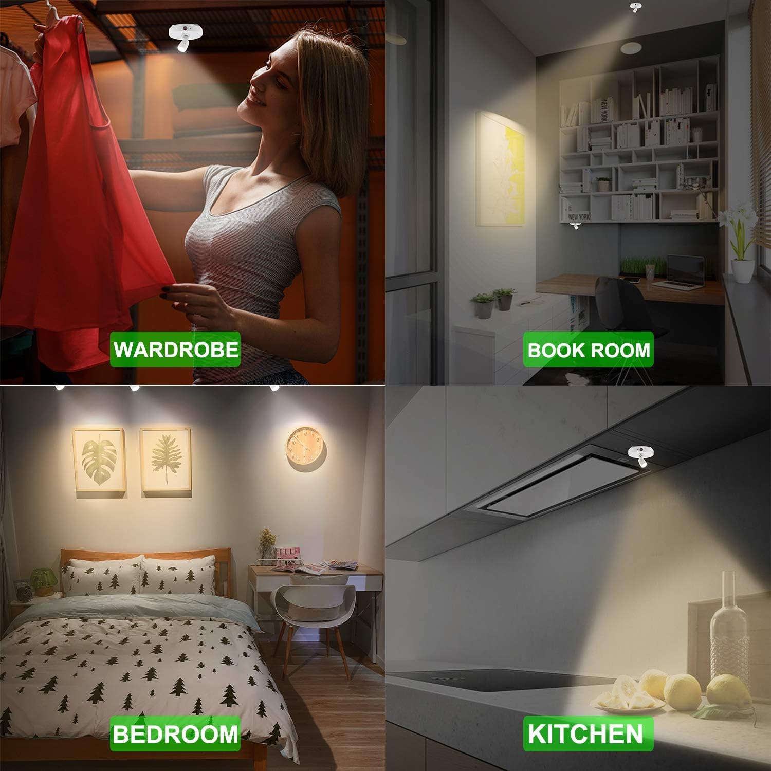 Battery LED Spotlights 2 Pack – Wireless, Dimmable, Remote Control ...
