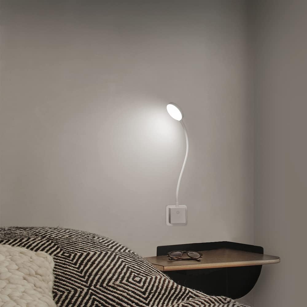 Dimmable Plug-In Wall Light – 4W LED, 350Lm, Flexible Reading Lamp, 4000K