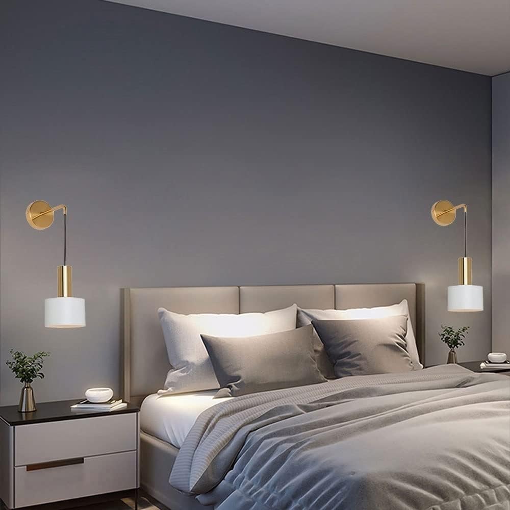 Set of 2 Wireless Battery Wall Sconces – Dimmable LED, Remote Control ...