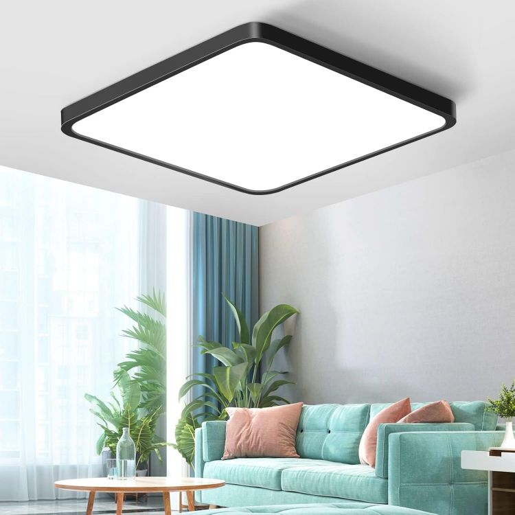 Ultra-thin square LED ceiling light with adjustable colour temperature 3000K 4500K 6500K