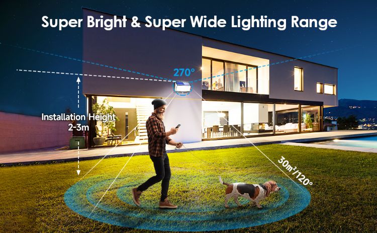 Picture of Solar Lights Outdoor, Solar Security Lights Outdoor Motion Sensor IP65,3 Modes+280° Wider Solar Fence Lights