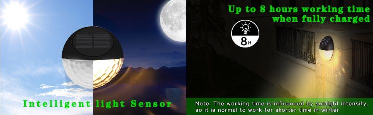 Picture of Outdoor Fence Solar Lights  – Decorative Solar Lights, IP65 Waterproof, Wireless Wall Lights, Warm White (4 Pack)