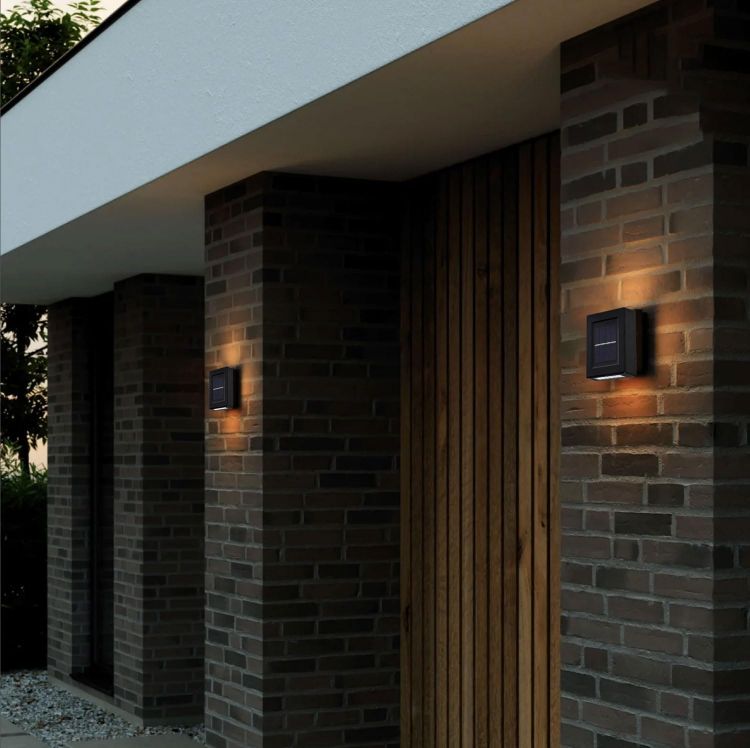 Picture of Up Down LED Solar Wall Light - IP65 Waterproof, Warm White Glow, Dual Beam, 4 Pack
