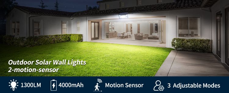 Picture of Outdoor Security Solar Wall Light - Motion Sensor, 270° Wide Angle, IP65 Waterproof