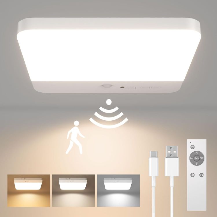 Rechargeable Motion Sensor Ceiling Light – Slim 0.63” Design with Adjustable Brightness & Color Temperature