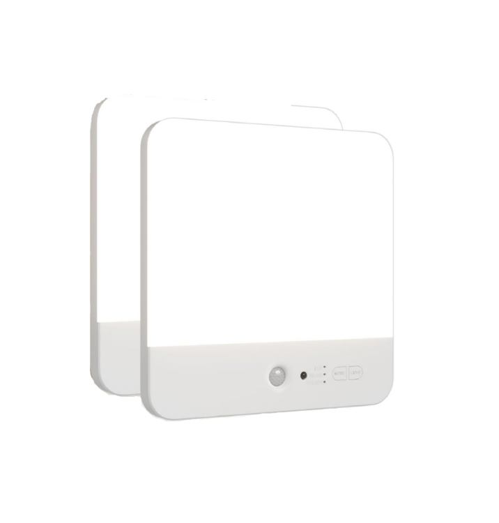 Wireless LED ceiling light with day, night, and steady motion sensor modes