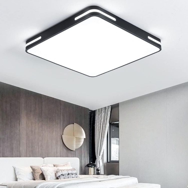 Picture of 36W LED Ceiling Light, Bathroom Lights Ceiling, Waterproof Square Black Flush Ceiling Light for Living Room