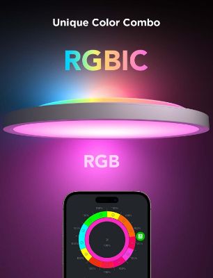 Show details for RGBIC LED Ceiling Light – 30cm Smart Flush Mount Fixture, 2400LM, 16 Million Colors, Perfect for Bedrooms, Living Rooms, and Kitchens Picture of RGBIC LED Ceiling Light – 30cm Smart Flush Mount Fixture, 2400LM, 16 Million Colors, Perfect for Bedrooms, Living Rooms, and Kitchens