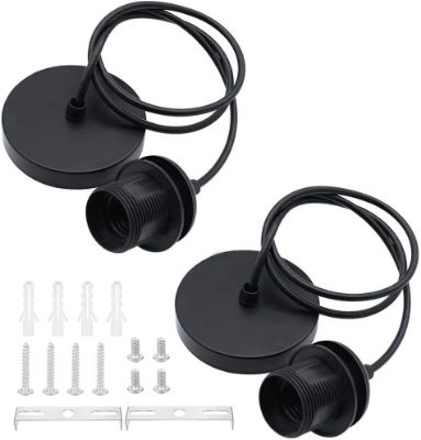Show details for 2-Pack E27 Pendant Light Fitting Set – Modern Ceiling Rose, 1M Cable, Perfect for Stylish and Functional Home Décor Picture of 2-Pack E27 Pendant Light Fitting Set – Modern Ceiling Rose, 1M Cable, Perfect for Stylish and Functional Home Décor