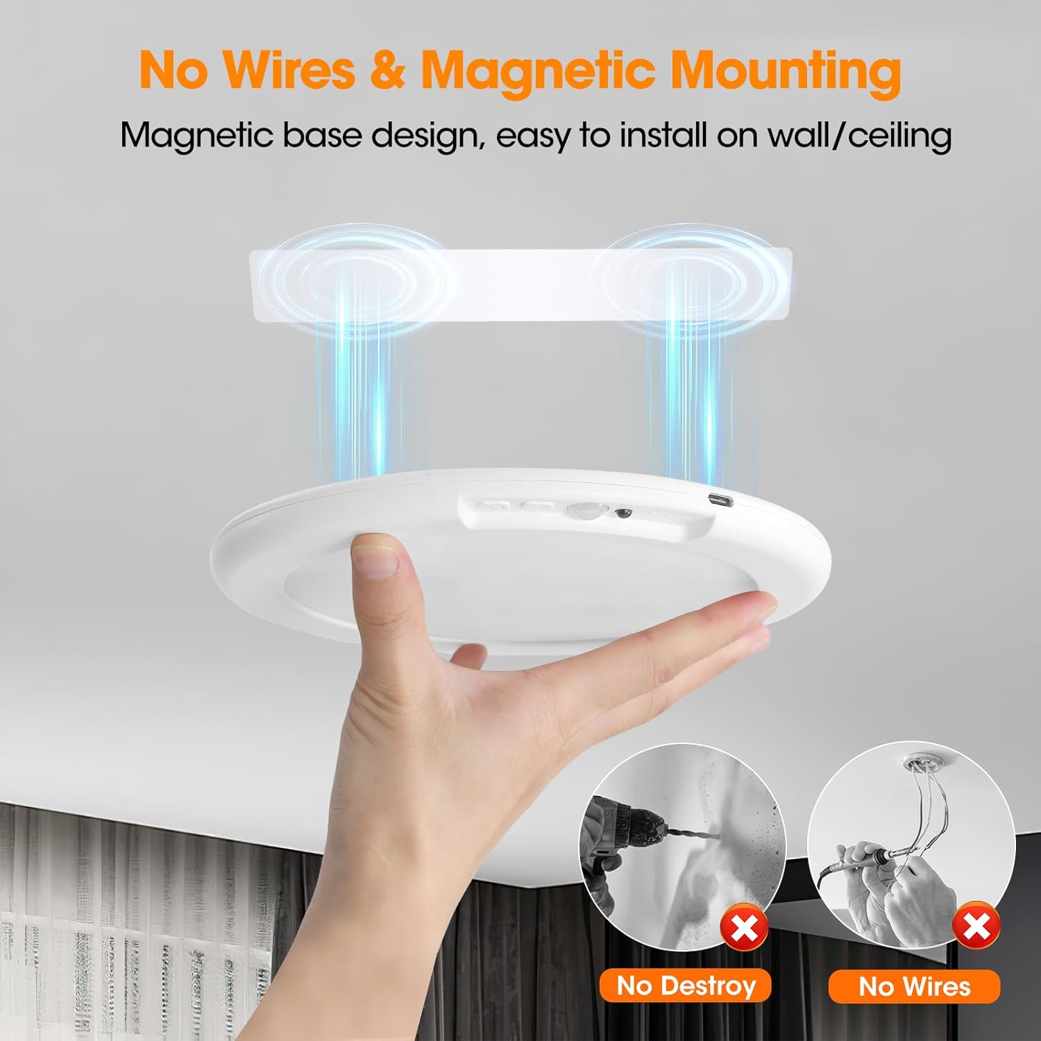 Rechargeable Motion Sensor Light with Remote – Wireless LED Ceiling ...
