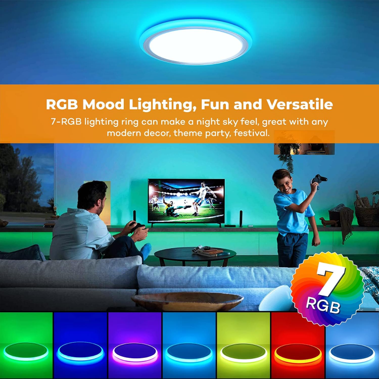 Picture of Smart LED Ceiling Light ColorChanging, RGB Backlight, 3200LM Brightness, Remote Control