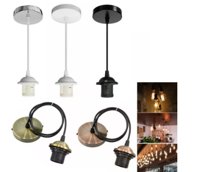 Show details for Pendant Light Fitting Set - Ceiling Rose, E27 Holders, Hanging Suspension Lighting Kit Picture of Pendant Light Fitting Set - Ceiling Rose, E27 Holders, Hanging Suspension Lighting Kit