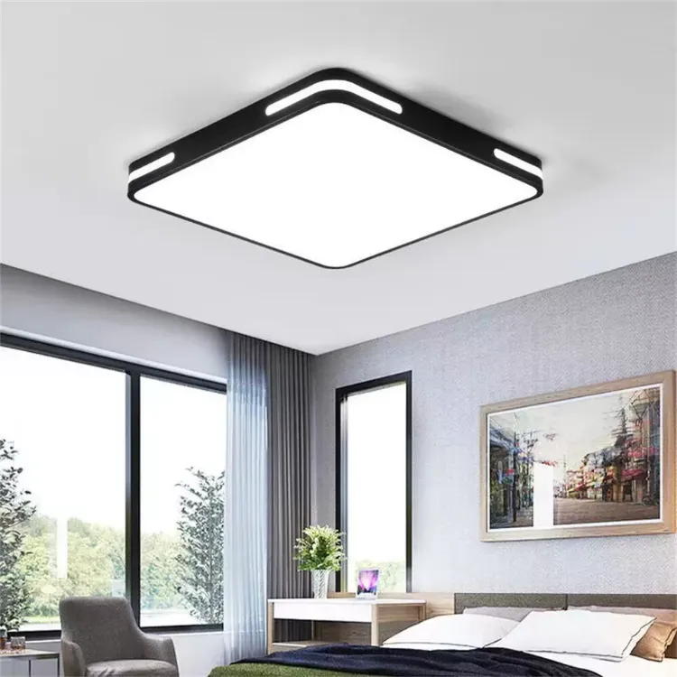 Picture of 36W LED Ceiling Light, Bathroom Lights Ceiling, Waterproof Square Black Flush Ceiling Light for Living Room