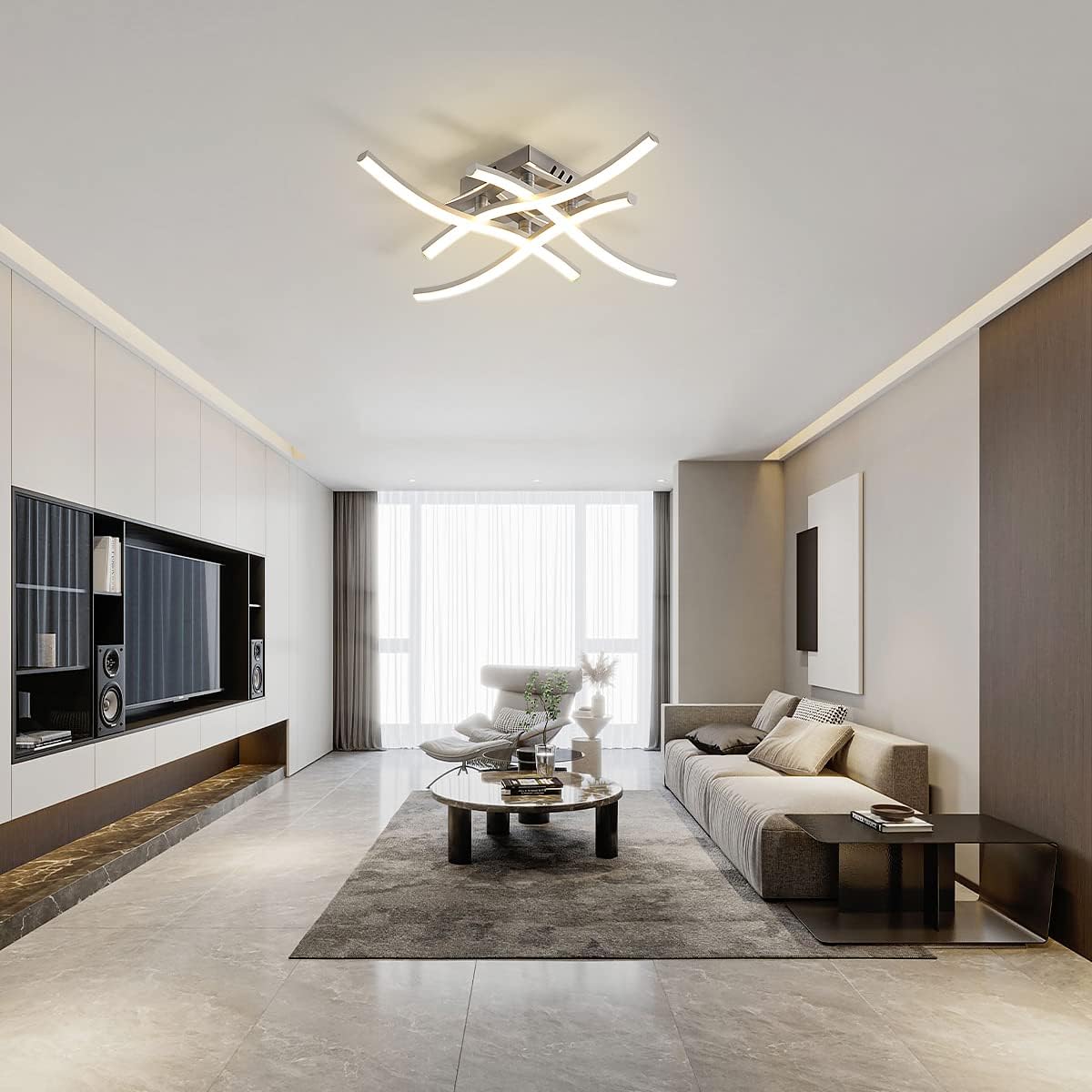 Modern LED Ceiling Light | Curved Wave Design | Energy Efficient 48W