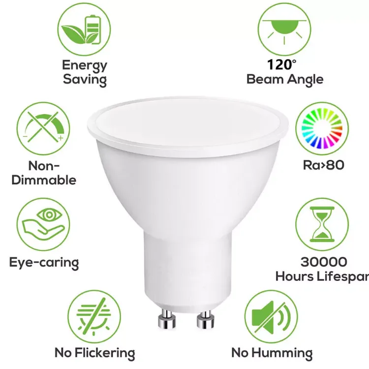 Picture of 10x LED GU10 Light Bulbs 7W Energy-Saving Spotlights |  Cool White 120° Beam Angle