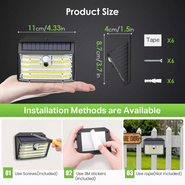 Picture of 126 LED Solar Wall Light - PIR Motion Sensor, IP65 Waterproof, Outdoor Security Light, Weather Resistant